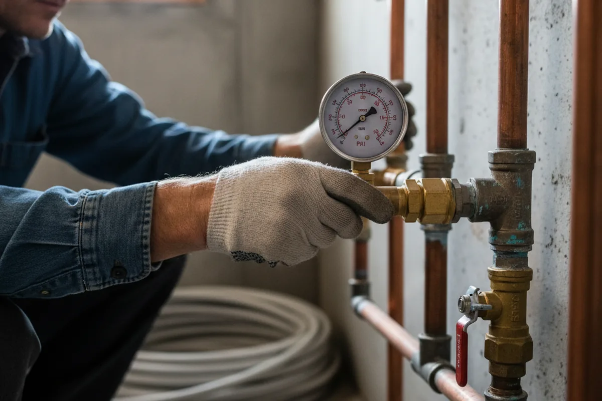 Pressure testing a repaired line during Water Line Repair in Willowbrook